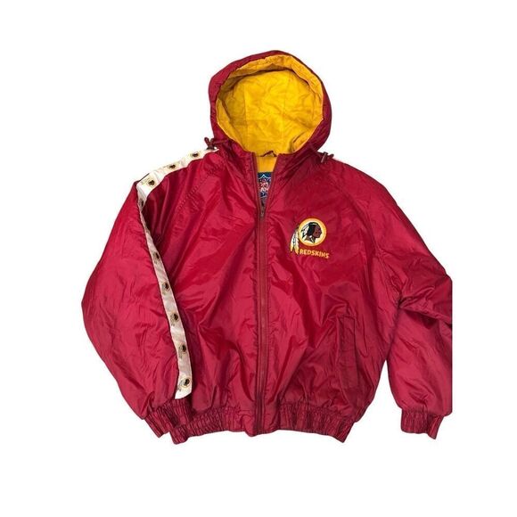 Game Day Mens NFL Washington Redskin Zip Hooded vintage  puffer coat Red Size XL - Picture 8 of 15